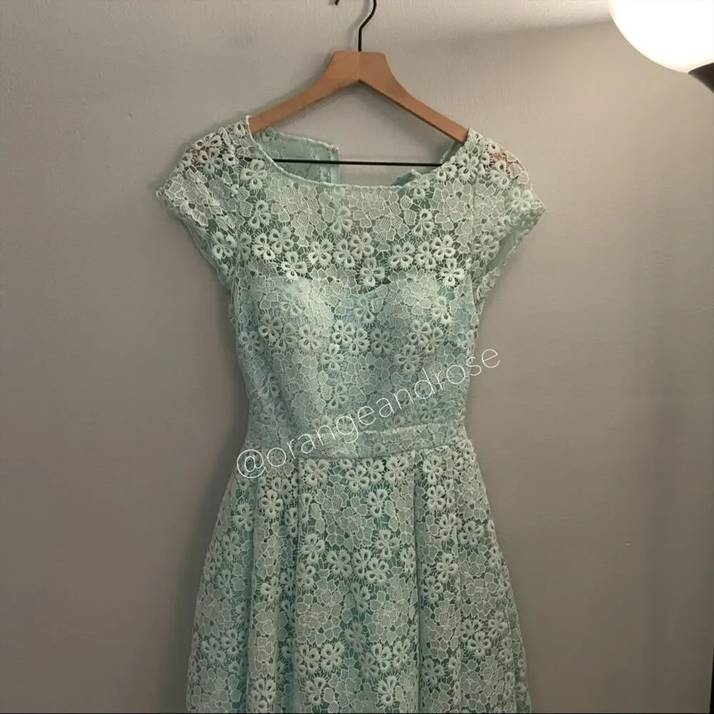 Monique Lhuillier Blue Lace Mini Dress 4